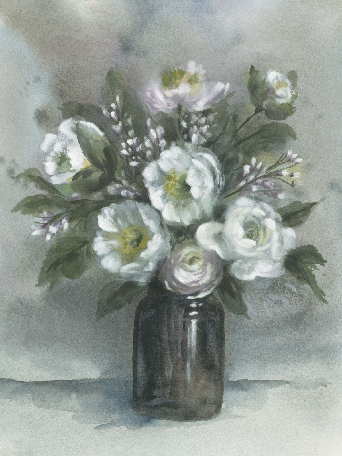 White Floral Vase Mural Wallpaper - pure wallpaper artwork