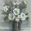 White Floral Vase Mural Wallpaper - pure wallpaper artwork