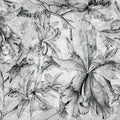 Orchids Sketch Mural Wallpaper - Neutral Tone - pure wallpaper artwork
