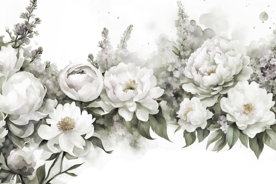 Peony Melody Green Mural Wallpaper