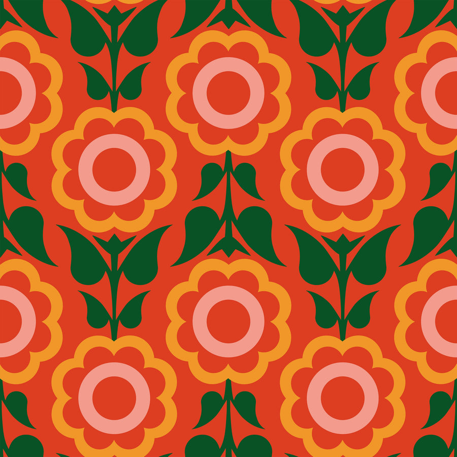 Retro Bold Blooms Mural Wallpaper