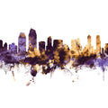 San Diego California Skyline Purple & Gold Mural Wallpaper - pure wallpaper artwork