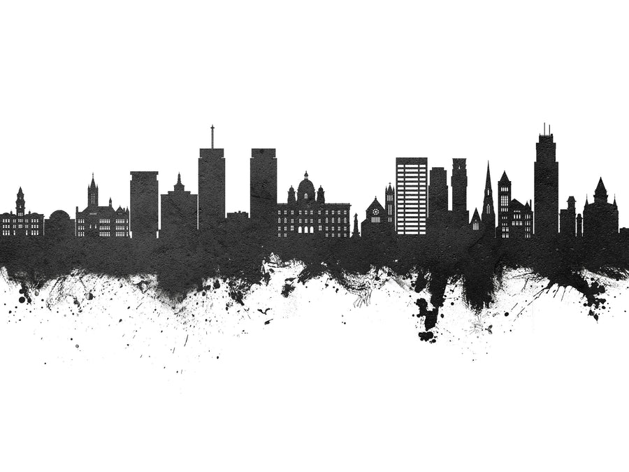 Syracuse New York Skyline Black & White Mural Wallpaper