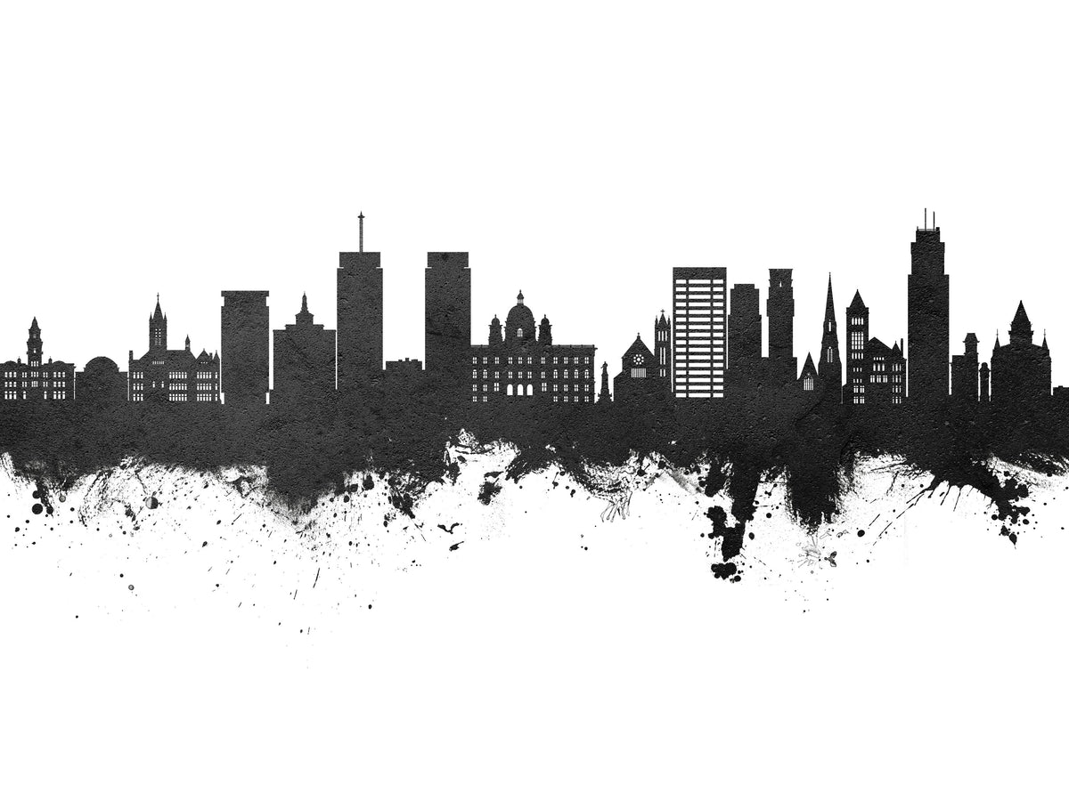 Syracuse New York Skyline Black & White Mural Wallpaper - pure wallpaper artwork