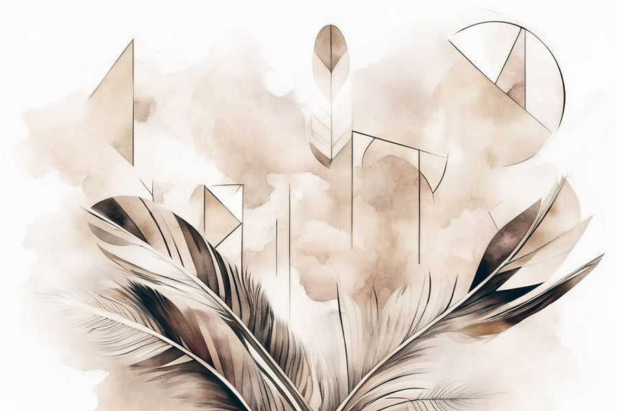 Feather Geometry Yellow Mural Wallpaper