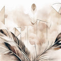 Feather Geometry Yellow Mural Wallpaper - pure wallpaper artwork