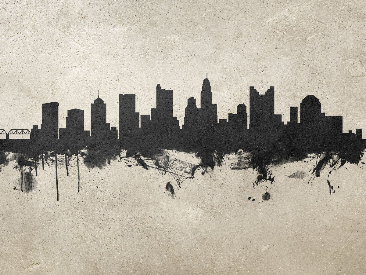 Columbus Ohio Skyline Concrete Mural Wallpaper - pure wallpaper artwork
