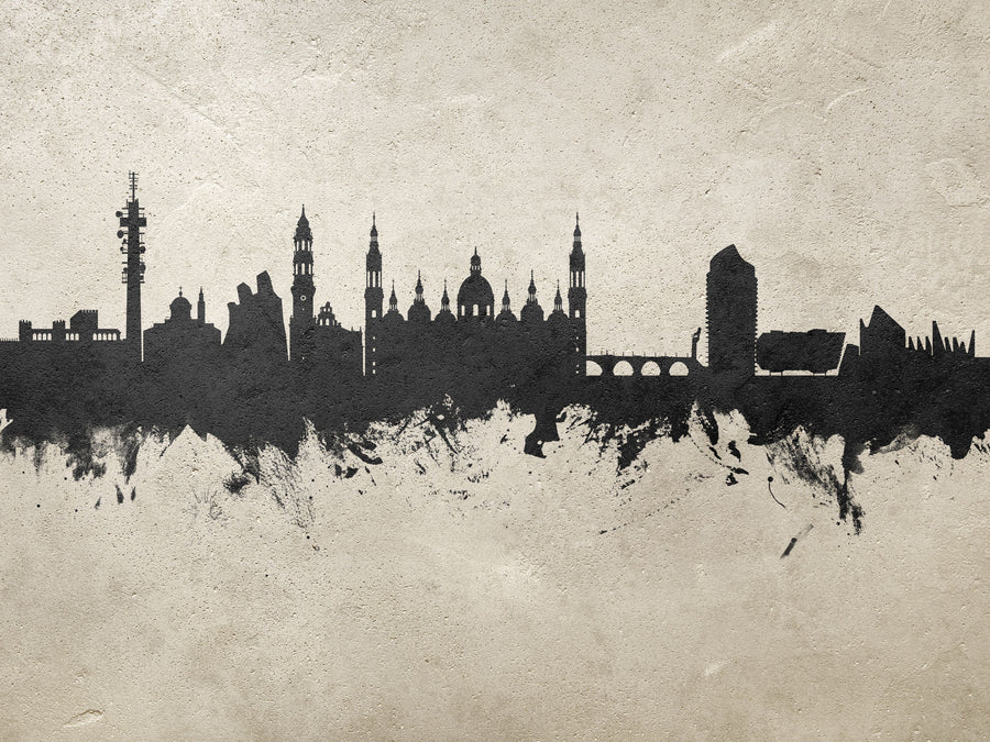 Zaragoza Spain Skyline Concrete Mural Wallpaper