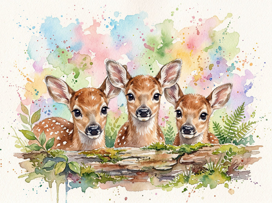Fawns - Cute Baby Animals Series Mural Wallpaper