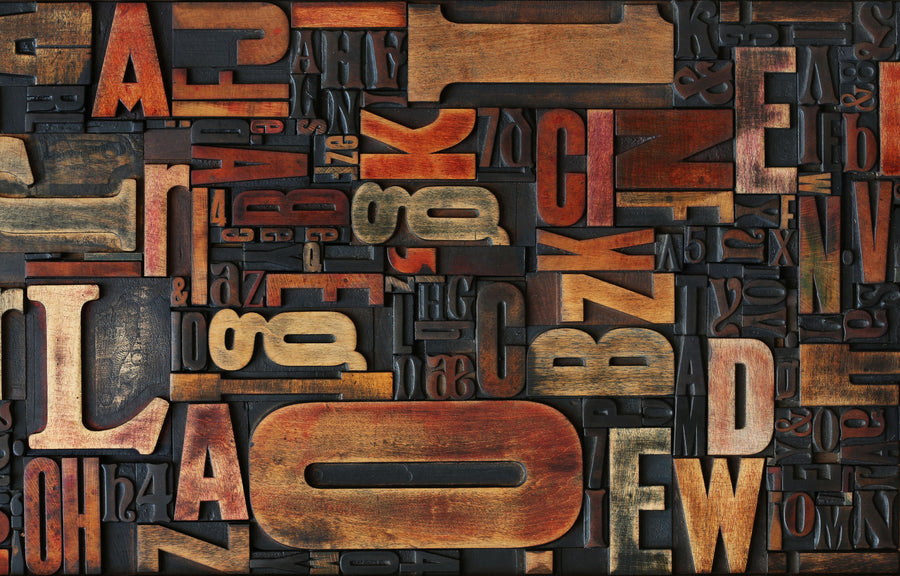 Letterpress Wood Mural Wallpaper