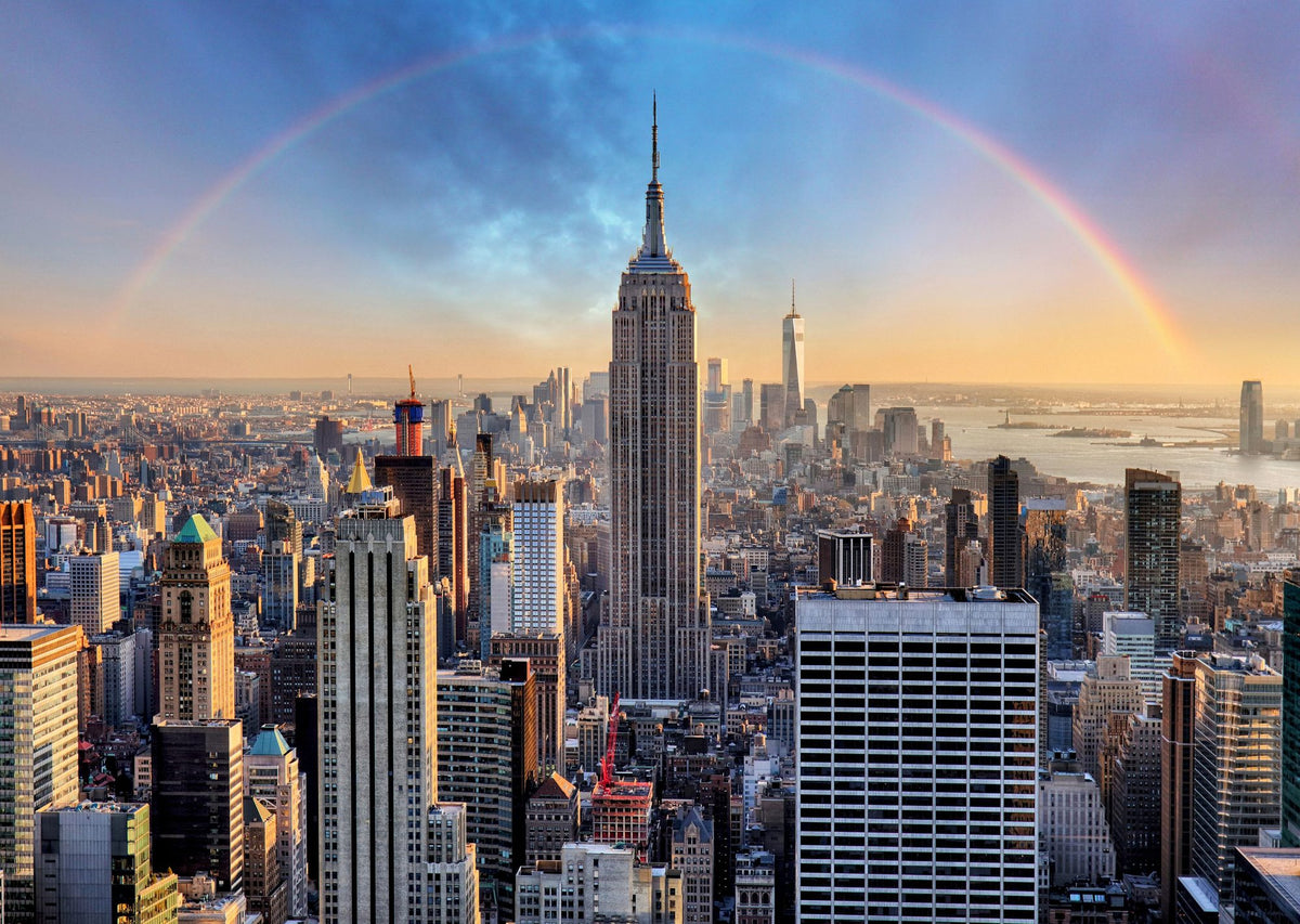 Rainbow Over New York City Mural Wallpaper - pure wallpaper artwork