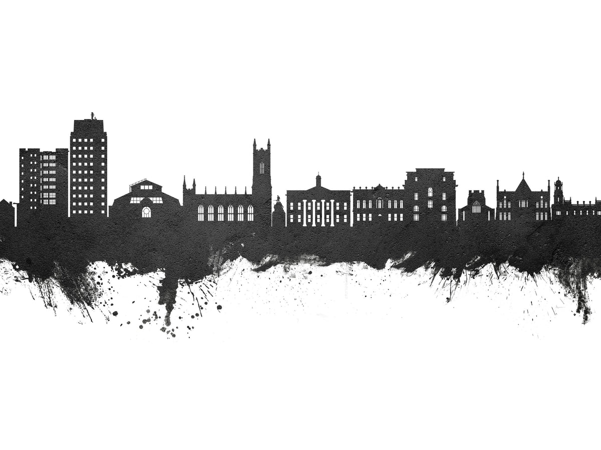 Oldham England Skyline Black & White Mural Wallpaper - pure wallpaper artwork