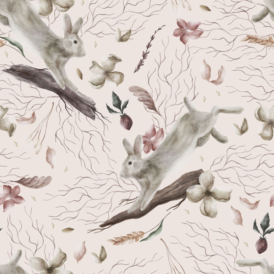 Rabbit Leap Mural Wallpaper