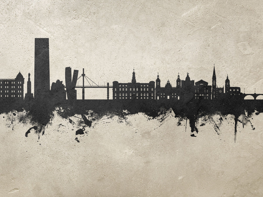 Bilbao Skyline Concrete Mural Wallpaper