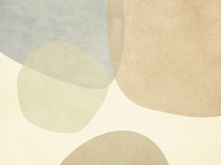 Embracing Shapes, Beige Mural Wallpaper