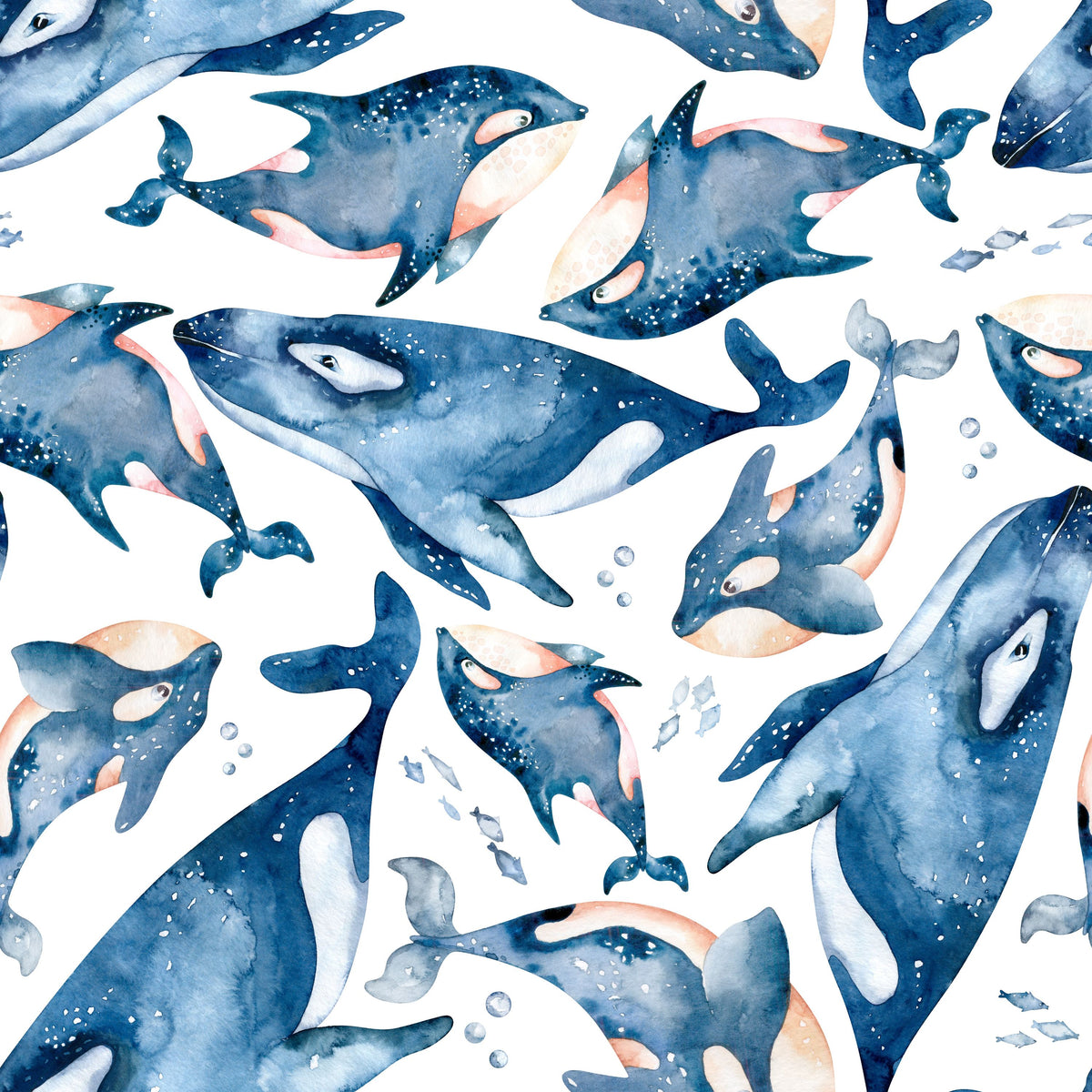 Whale Swim Mural Wallpaper - pure wallpaper artwork