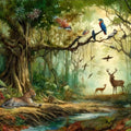 Harmony Amongst Jungle Dwellers Mural Wallpaper - pure wallpaper artwork