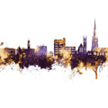 Warrington England Skyline Purple & Gold Mural Wallpaper - pure wallpaper artwork