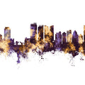 Fort Lauderdale Florida Skyline Purple & Gold Mural Wallpaper - pure wallpaper artwork