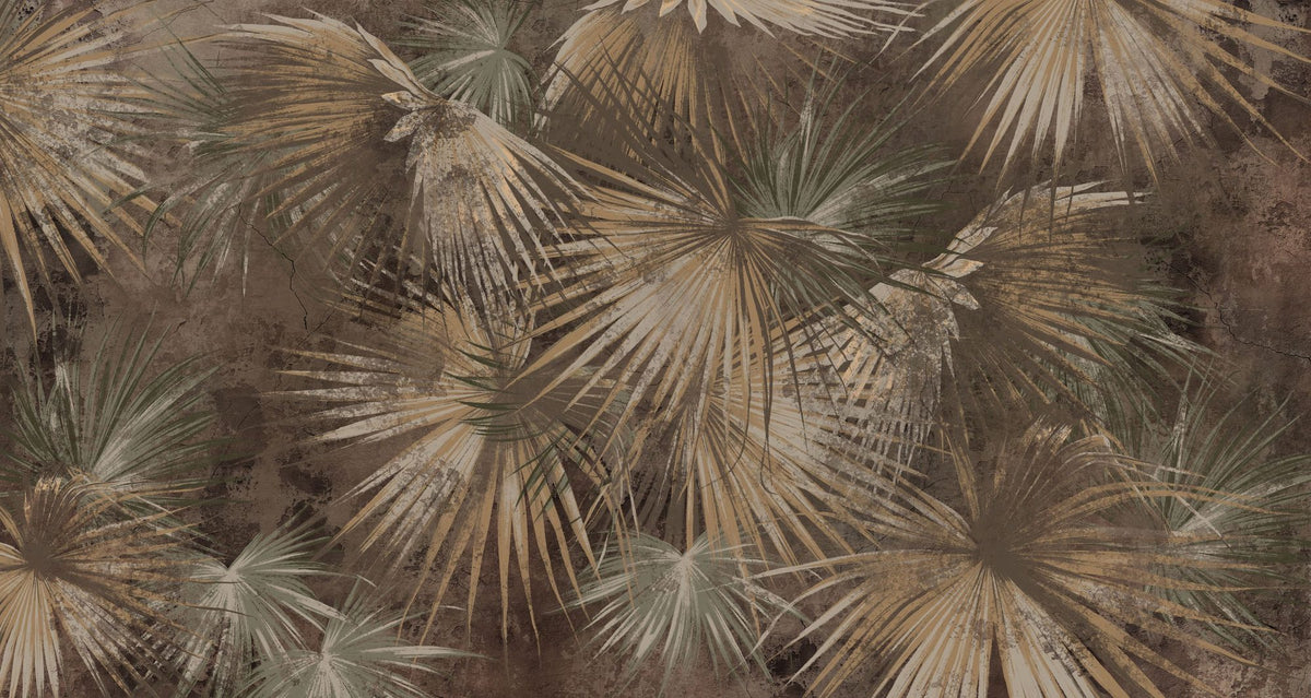 Retro Sunny Palms Mural Wallpaper - Warm Tone - pure wallpaper artwork