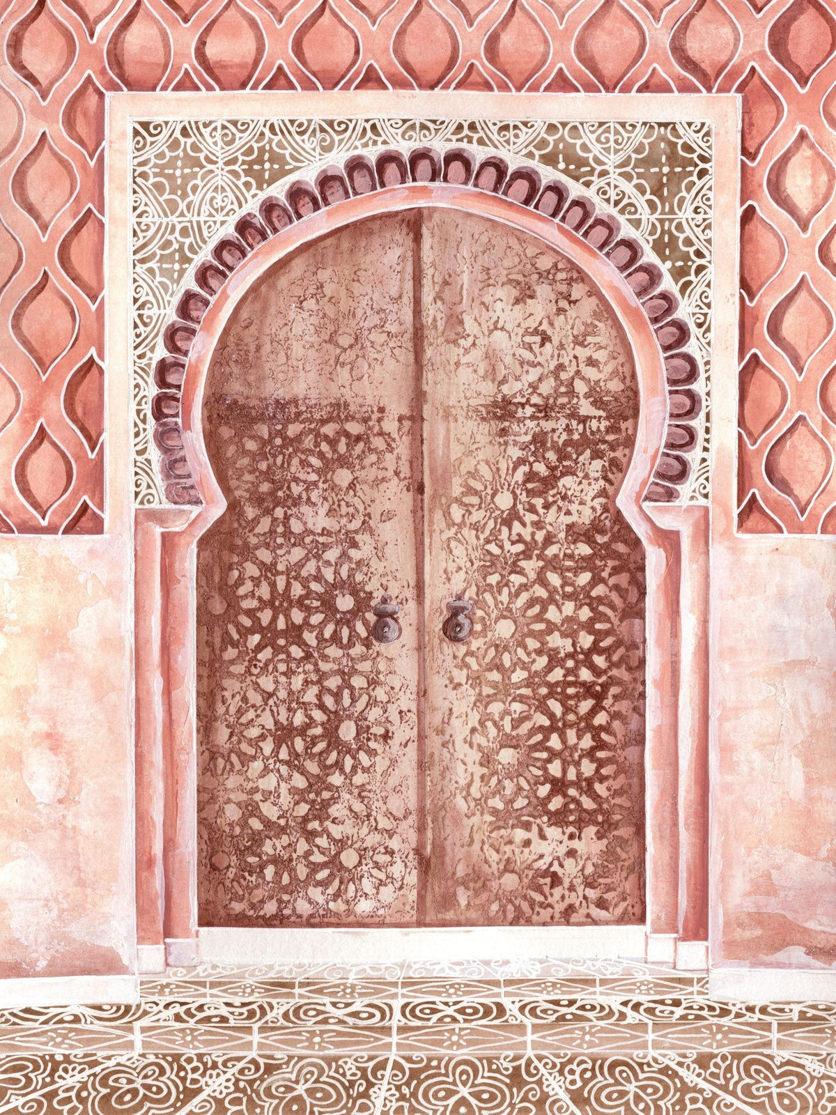Moroccan Streets Tiled Entrance Mural Wallpaper - pure wallpaper artwork