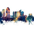 Shreveport Louisiana Skyline Blue & Bronze Mural Wallpaper - pure wallpaper artwork