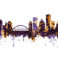 Rochester New York Skyline Purple & Gold Mural Wallpaper - pure wallpaper artwork
