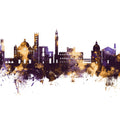 Siena Italy Skyline Purple & Gold Mural Wallpaper - pure wallpaper artwork