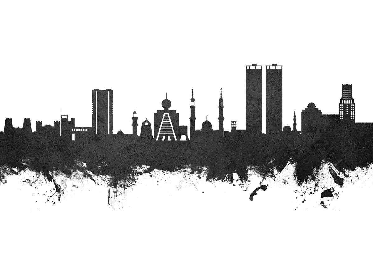 Ras Al Khaimah Skyline Black & White Mural Wallpaper - pure wallpaper artwork