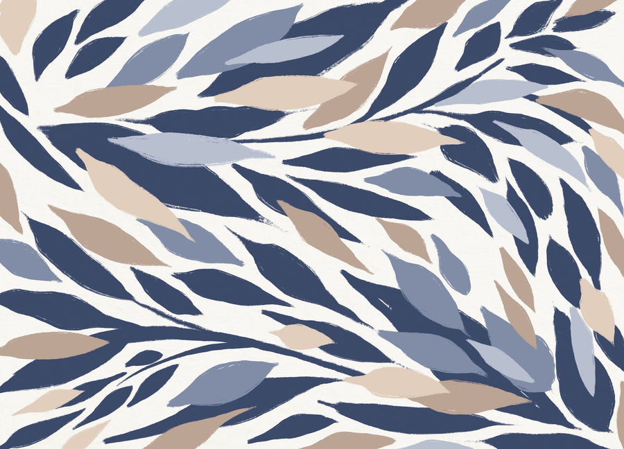 Leafy Lines Plain Mural Wallpaper