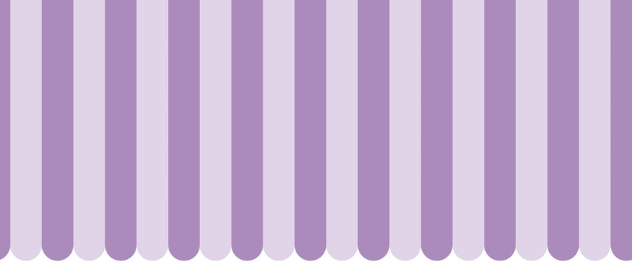 Scalloped Circus Stripes, Purple on Purple Mural Wallpaper