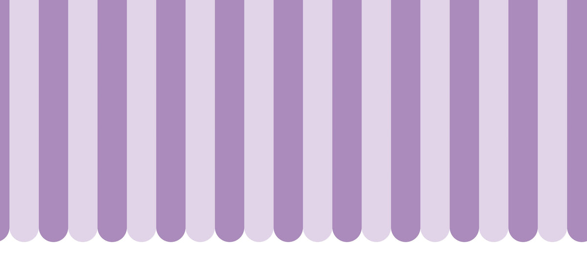 Scalloped Circus Stripes, Purple on Purple Mural Wallpaper - pure wallpaper artwork