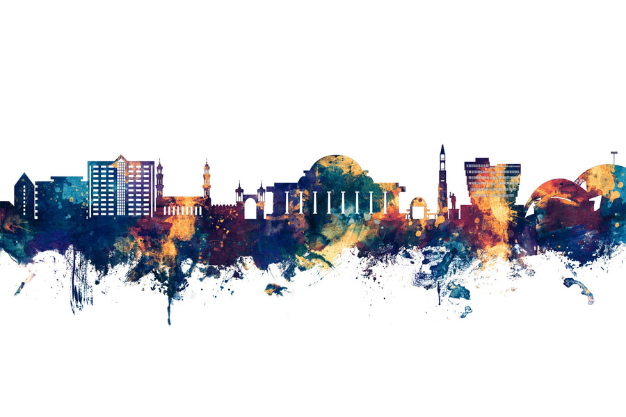 Lilongwe Malawi Skyline Blue & Bronze Mural Wallpaper