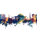 Lilongwe Malawi Skyline Blue & Bronze Mural Wallpaper - pure wallpaper artwork