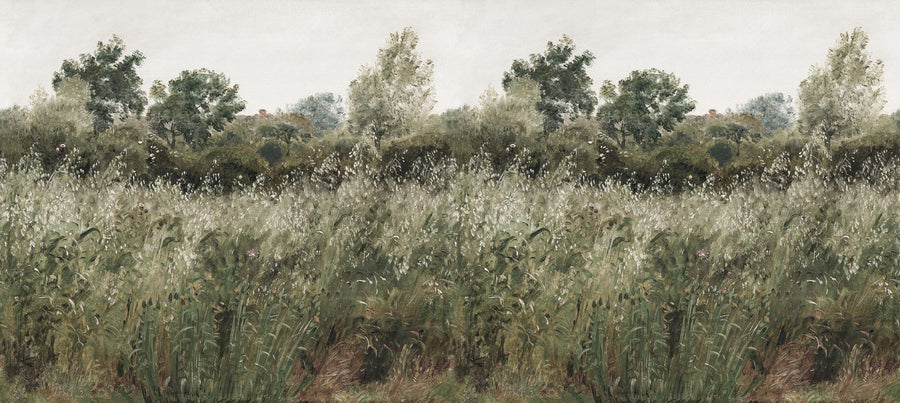 Landscape Wallpaper Mural – Scenery Wall Mural – Meadow Whisper, Grass Green printable artwork