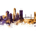 Jacksonville Florida Skyline Purple & Gold Mural Wallpaper - pure wallpaper artwork