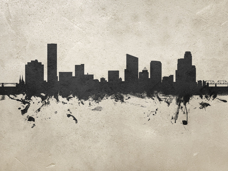 Grand Rapids Michigan Skyline Concrete Mural Wallpaper