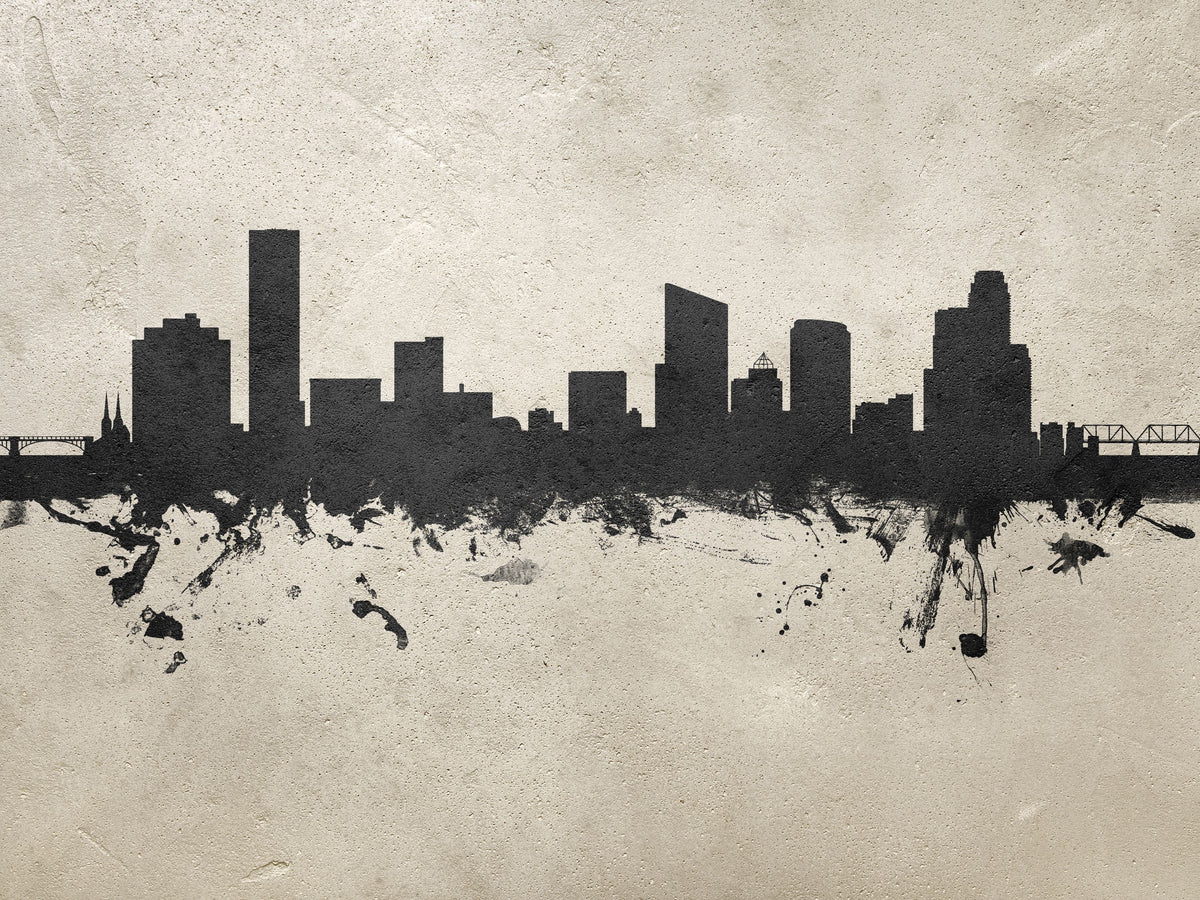 Grand Rapids Michigan Skyline Concrete Mural Wallpaper - pure wallpaper artwork