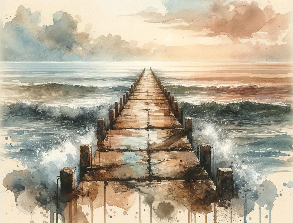 Endless Pier Into the Horizon Mural Wallpaper - pure wallpaper artwork
