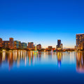 Orlando Skyline Sunset At Lake Eola Mural Wallpaper - pure wallpaper artwork