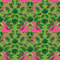 Flamingo Friends Mural Wallpaper - Green Tone - pure wallpaper artwork