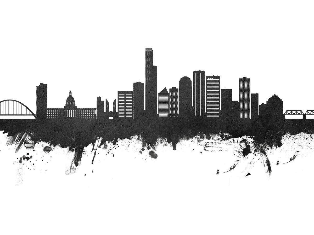 Edmonton Canada Skyline Black & White Mural Wallpaper - pure wallpaper artwork