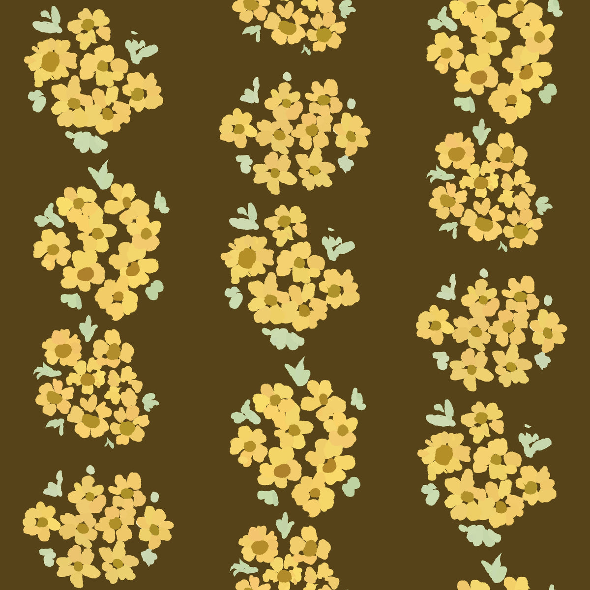 Ditsy Floral Clusters, Mud Mural Wallpaper - pure wallpaper artwork