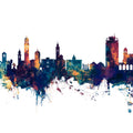 Lugano Switzerland Skyline Blue & Bronze Mural Wallpaper - pure wallpaper artwork