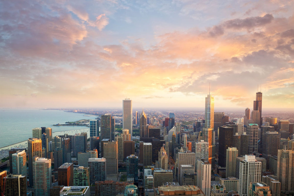 Chicago Sunset Mural Wallpaper - pure wallpaper artwork