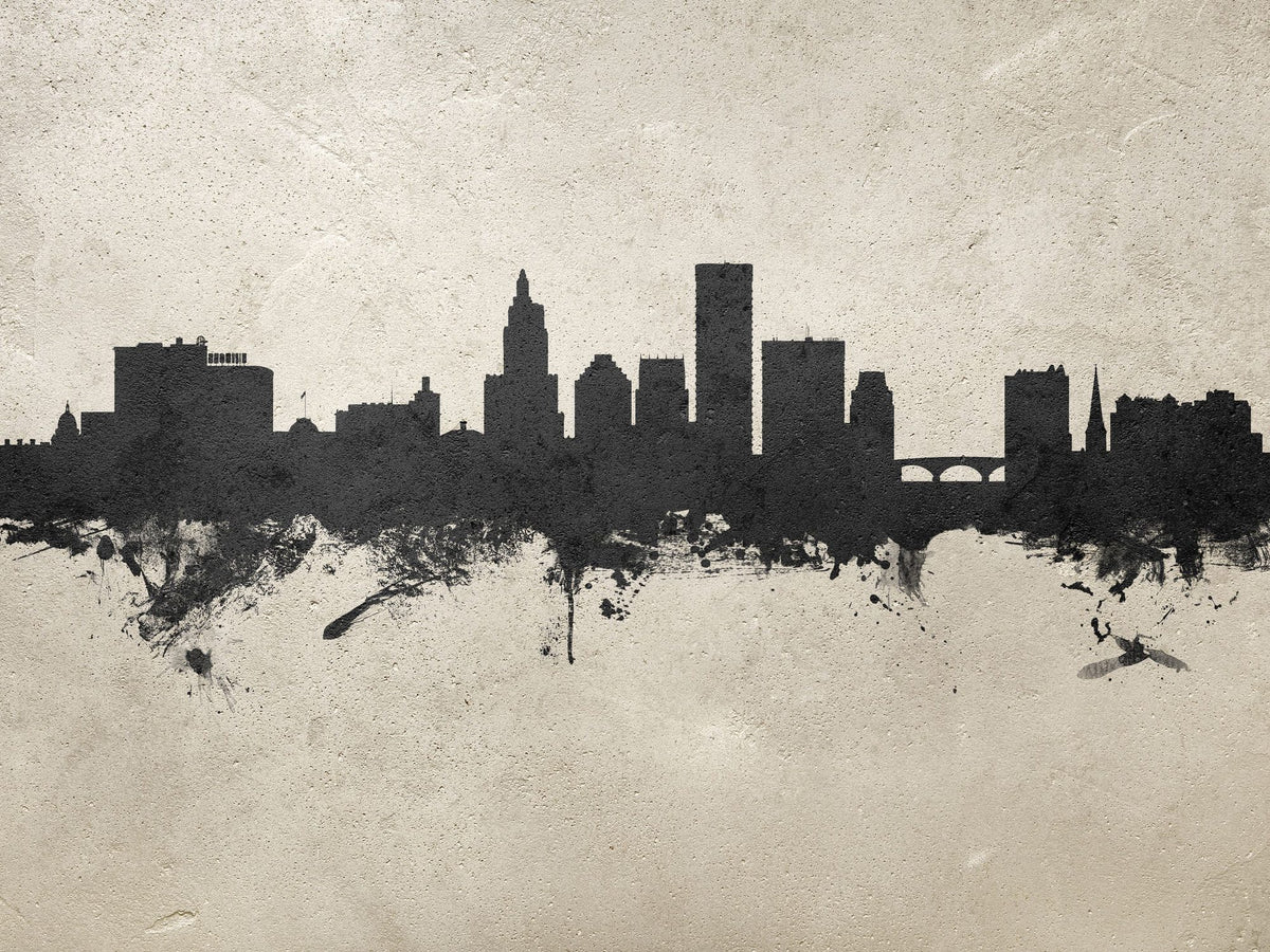 Providence Rhode Island Skyline Concrete Mural Wallpaper - pure wallpaper artwork