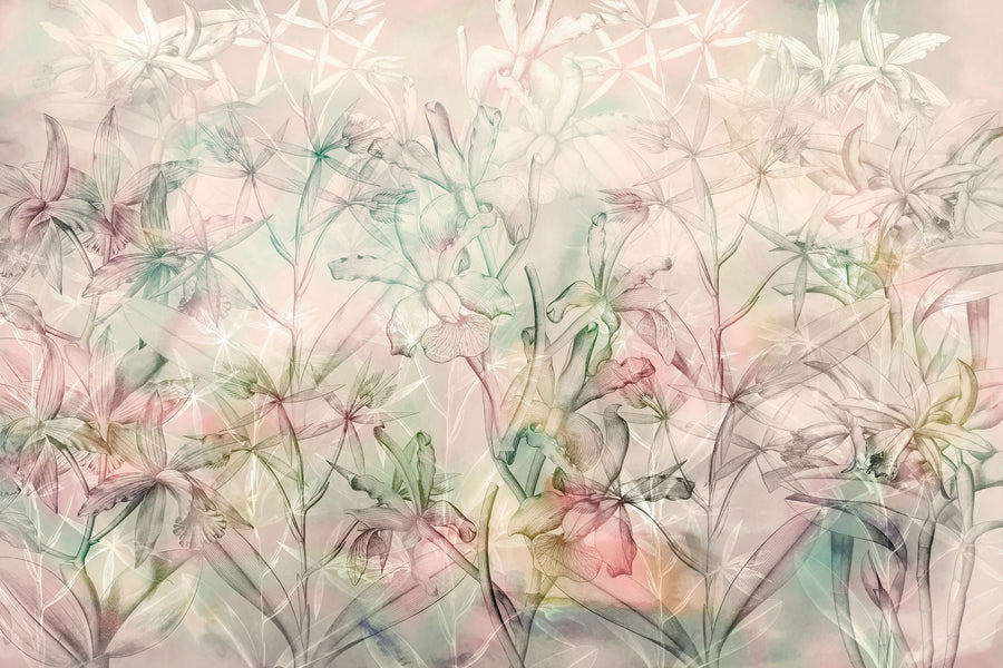 Orchid Mirage Mural Wallpaper - Warm Tone