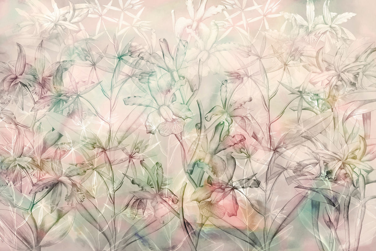 Orchid Mirage Mural Wallpaper - Warm Tone - pure wallpaper artwork