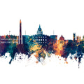 Washington DC Skyline Blue & Bronze Mural Wallpaper - pure wallpaper artwork