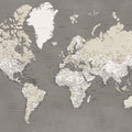 World Map Cities - Earthy Mural Wallpaper - pure wallpaper artwork